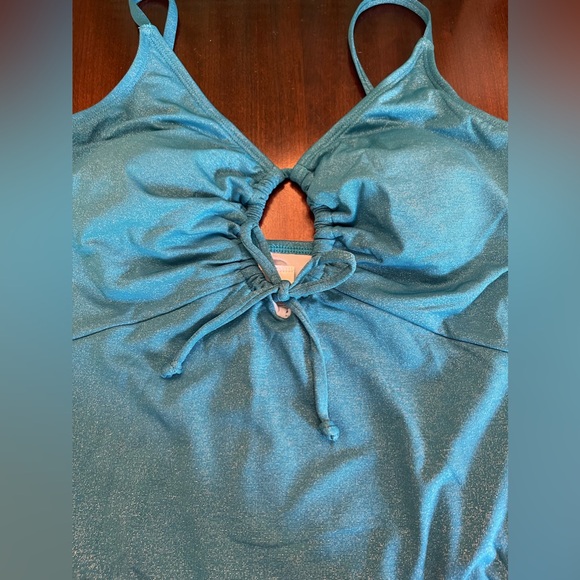 NWT CUPSHE One Piece Plunging Ruched O-Ring Cheeky High Cut Sparking Lurex - Picture 5 of 10